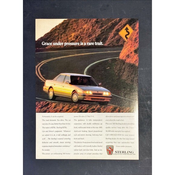 Sterling 827SL "Grace under pressure: Made in England" Vintage Print Ad 1989 - Picture 3 of 3